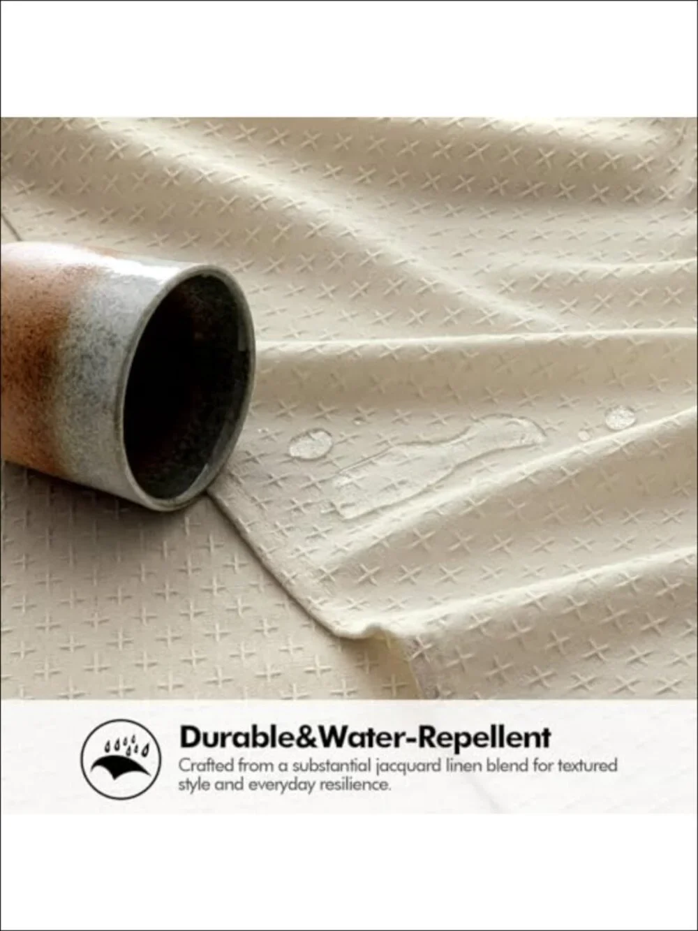 Linen Cotton Blend Rectangle Tablecloth 60x84 Jacquard Weave
